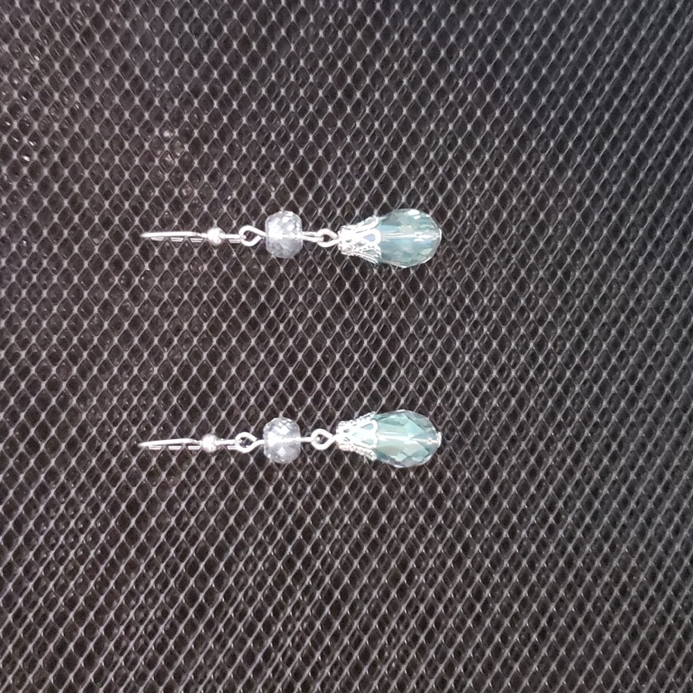 3/$20 | Iridescent aqua teardrop earrings - Picture 3 of 6